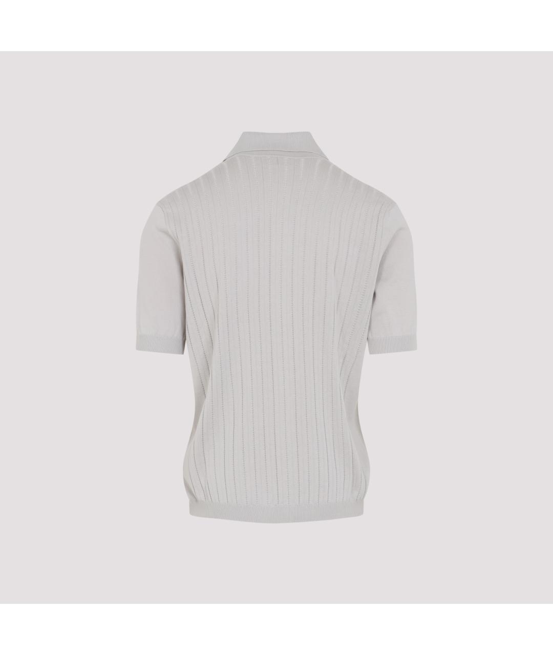 BRUNELLO CUCINELLI Серое хлопковое поло с коротким рукавом, фото 2