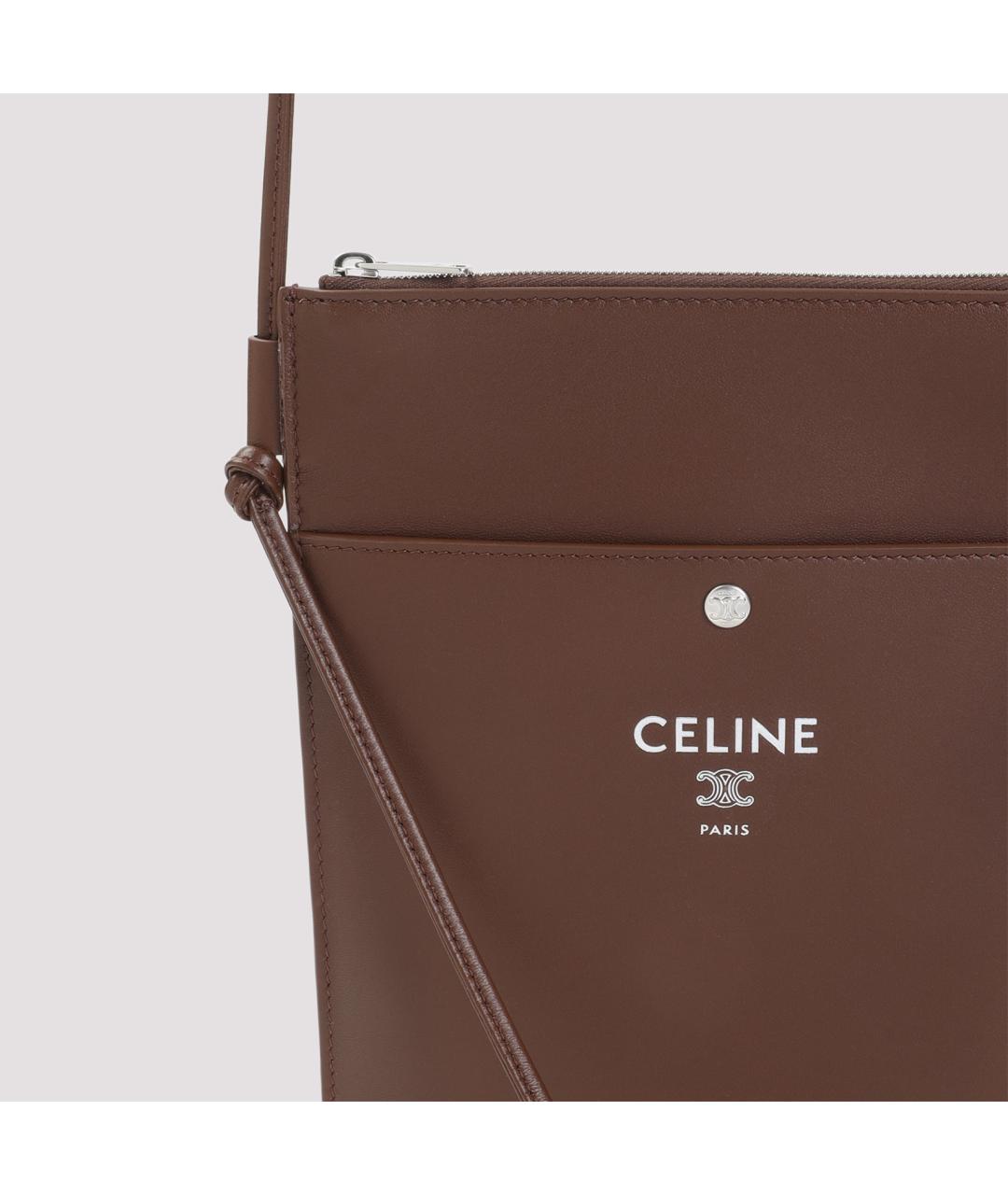 CELINE Коричневая кожаная сумка на плечо, фото 4