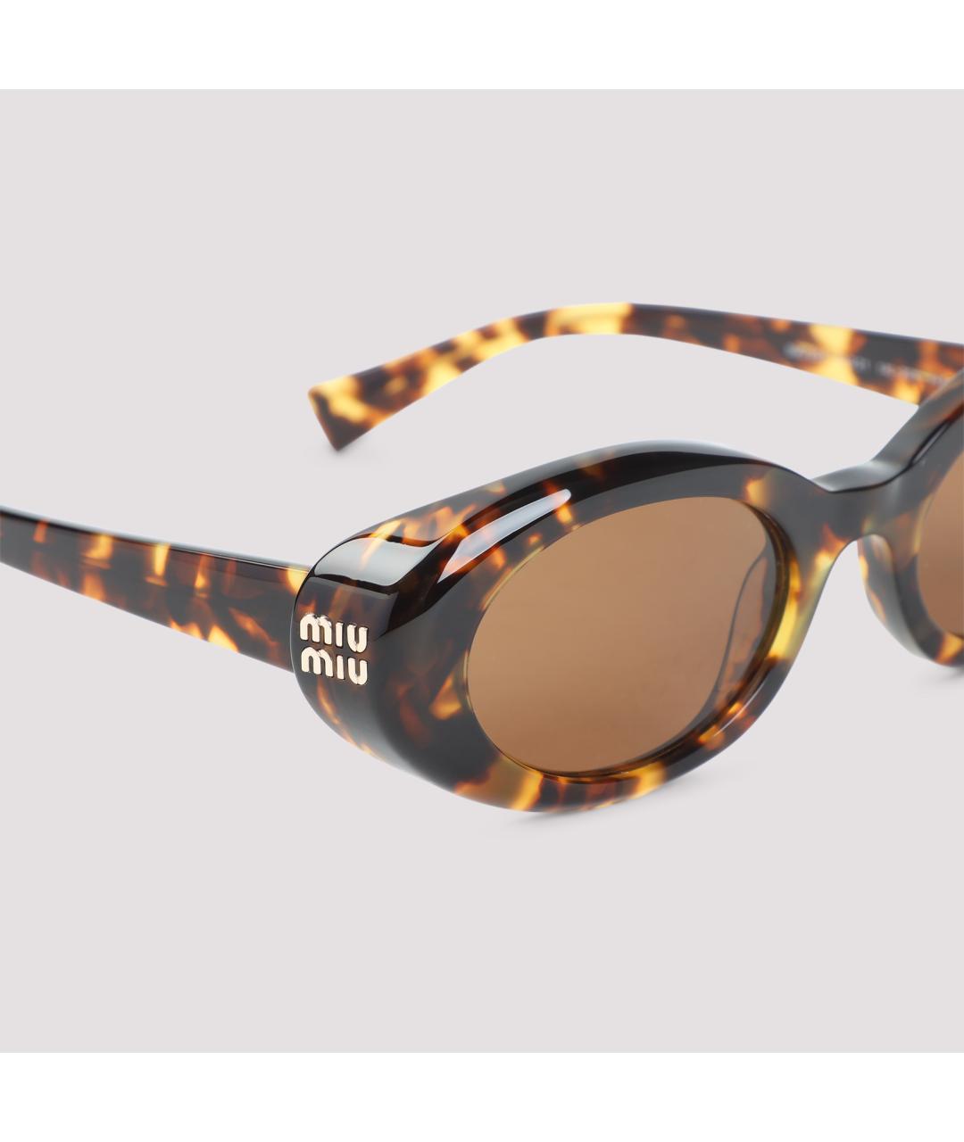 MIU MIU Коричневые пластиковые солнцезащитные очки, фото 4