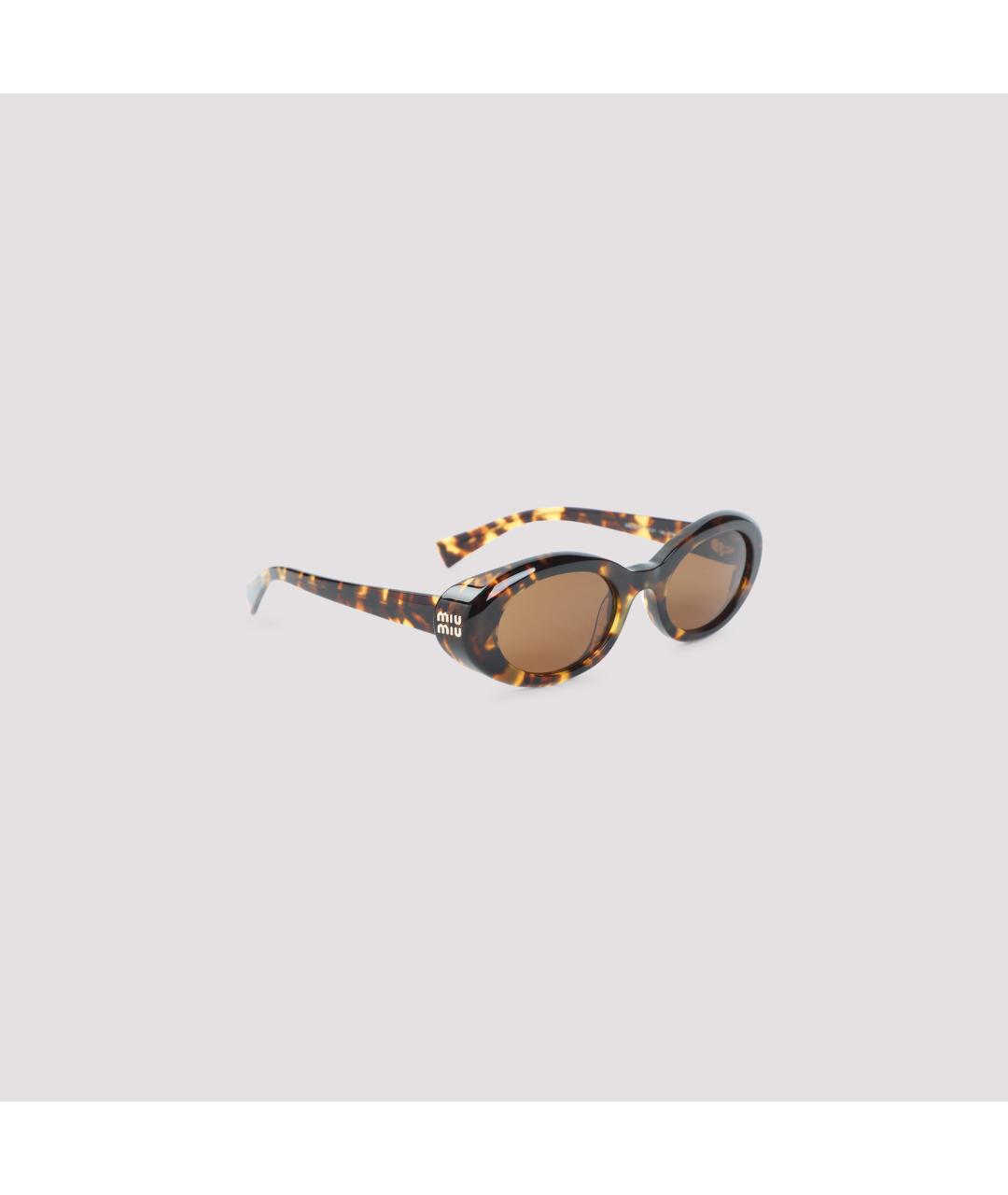 MIU MIU Коричневые пластиковые солнцезащитные очки, фото 2