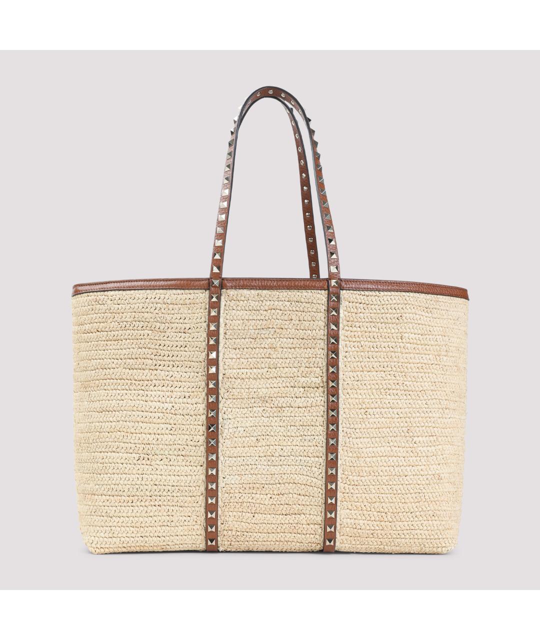 VALENTINO Бежевая пелетеная сумка тоут, фото 3