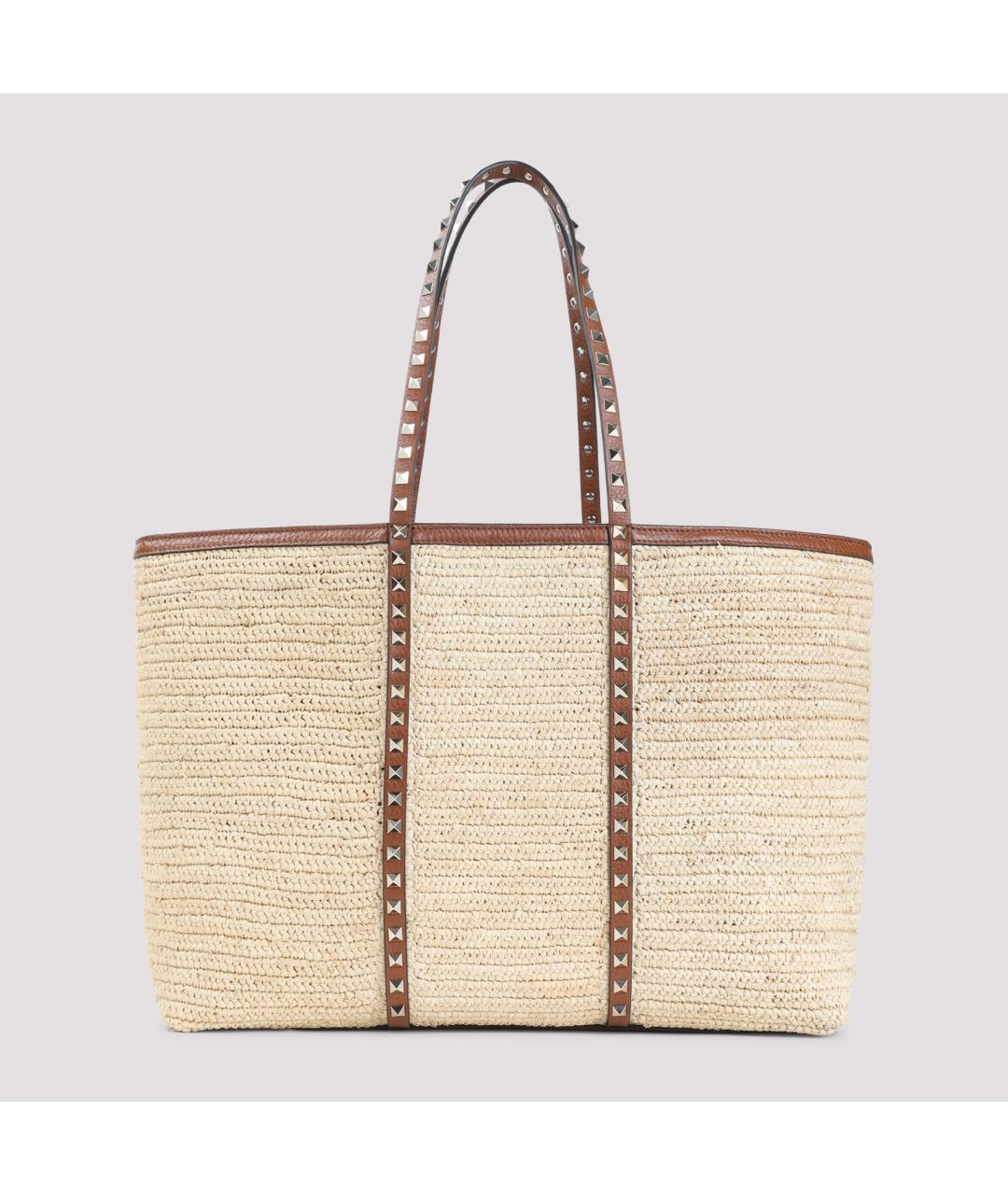 VALENTINO Бежевая пелетеная сумка тоут, фото 2