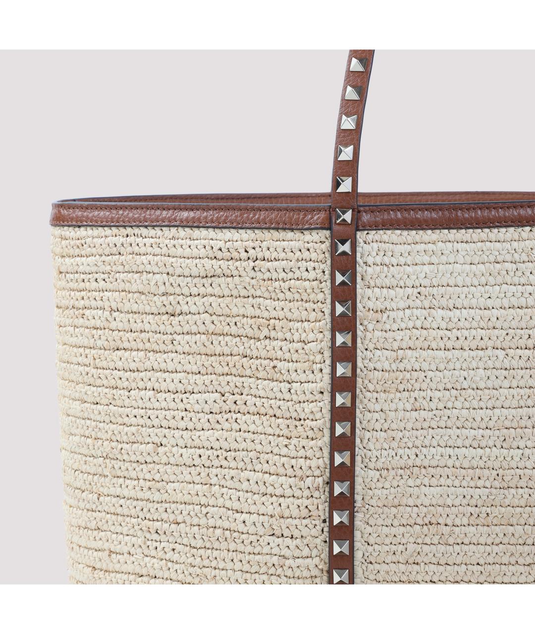 VALENTINO Бежевая пелетеная сумка тоут, фото 4