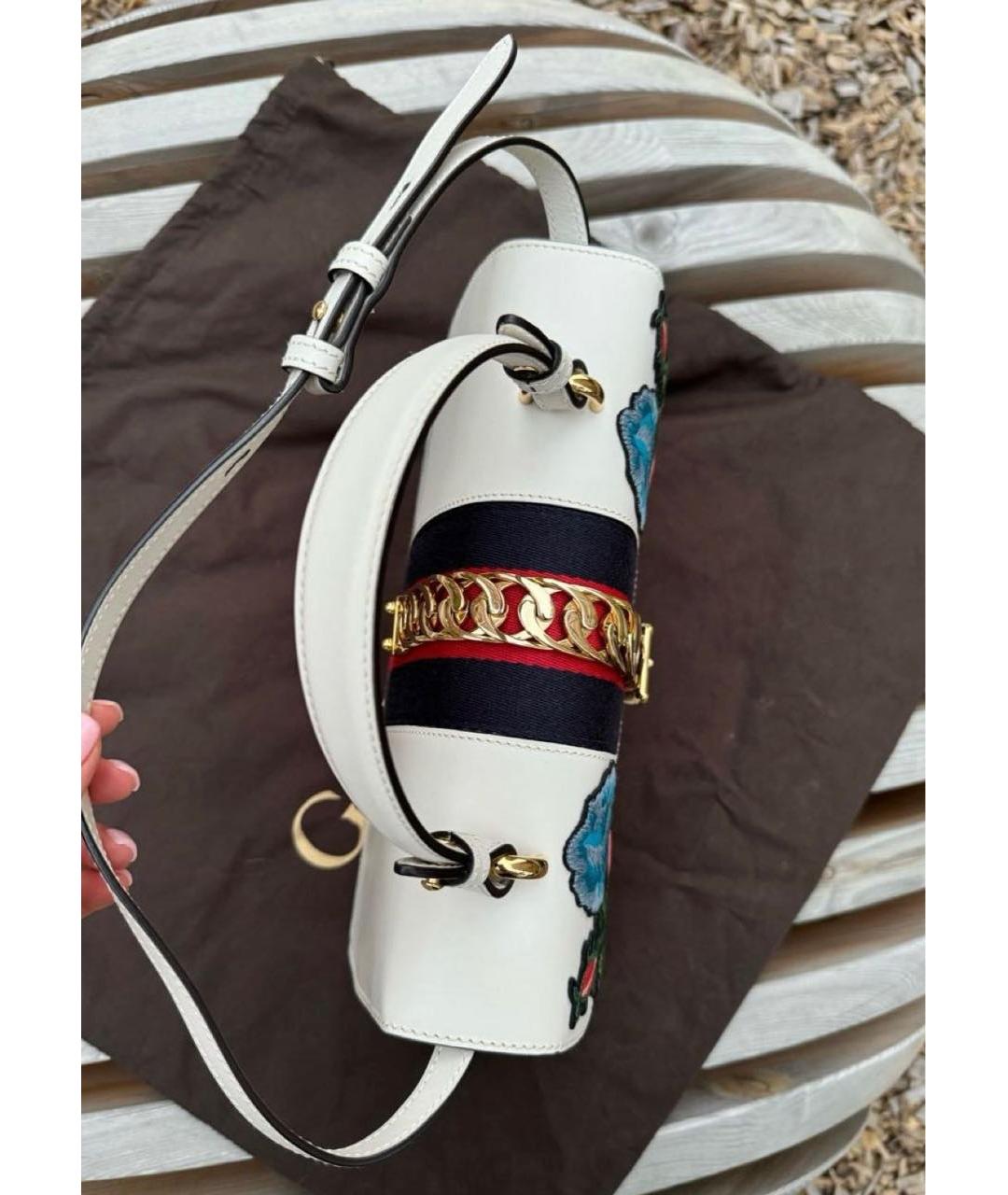 GUCCI Белая кожаная сумка с короткими ручками, фото 6