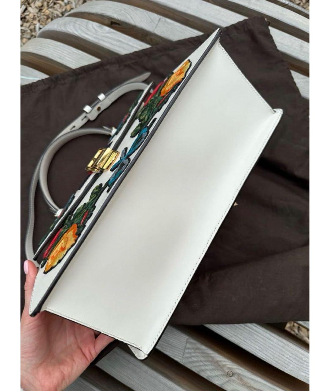 GUCCI Белая кожаная сумка с короткими ручками, фото 7