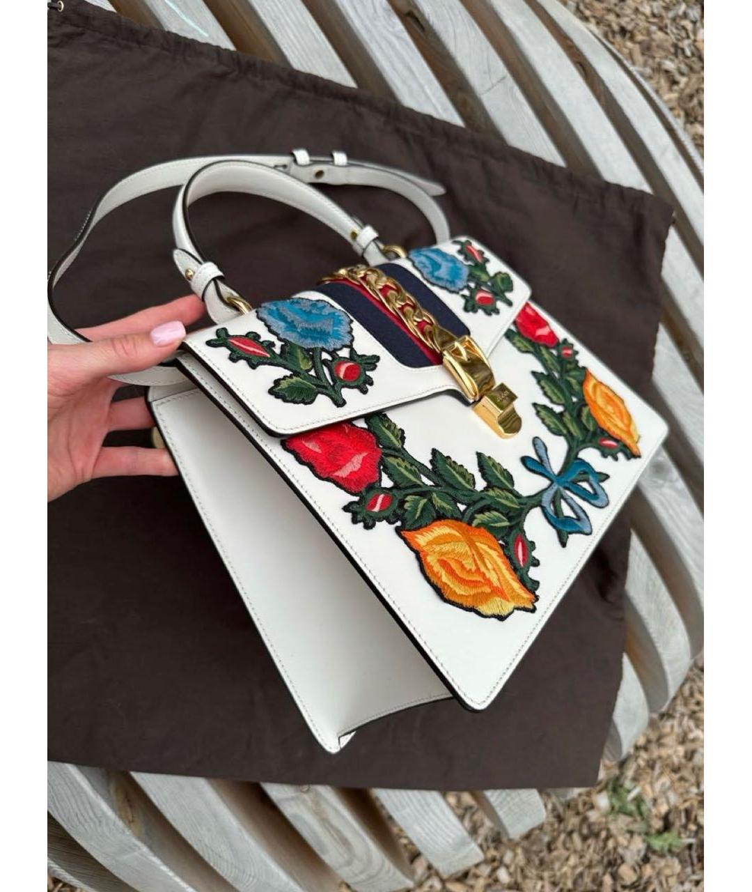 GUCCI Белая кожаная сумка с короткими ручками, фото 3