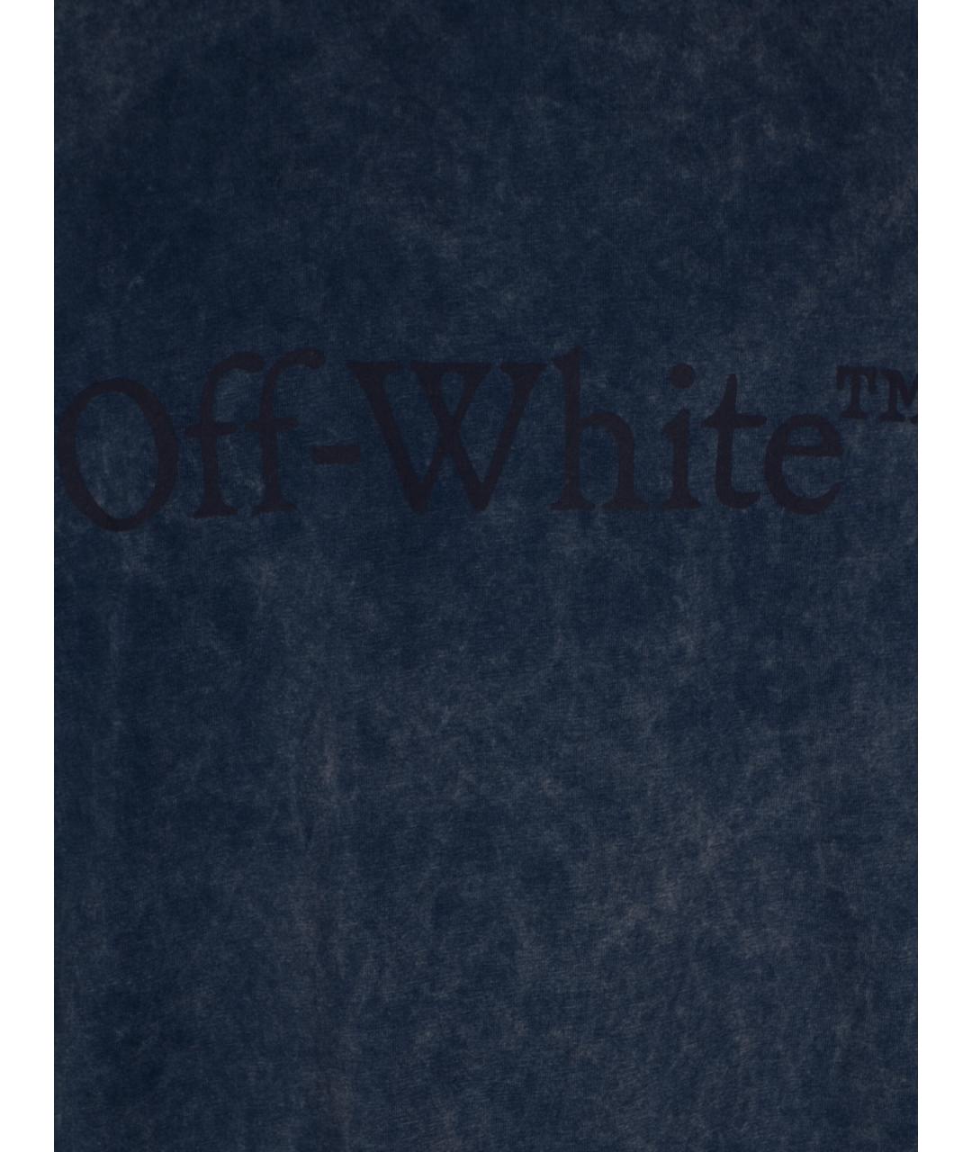 OFF-WHITE Темно-синяя хлопковая футболка, фото 6