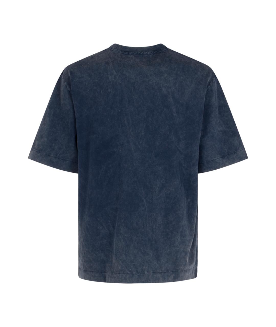 OFF-WHITE Темно-синяя хлопковая футболка, фото 5