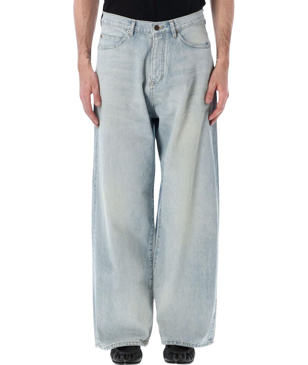 BALENCIAGA Синие хлопковые прямые джинсы, фото 1