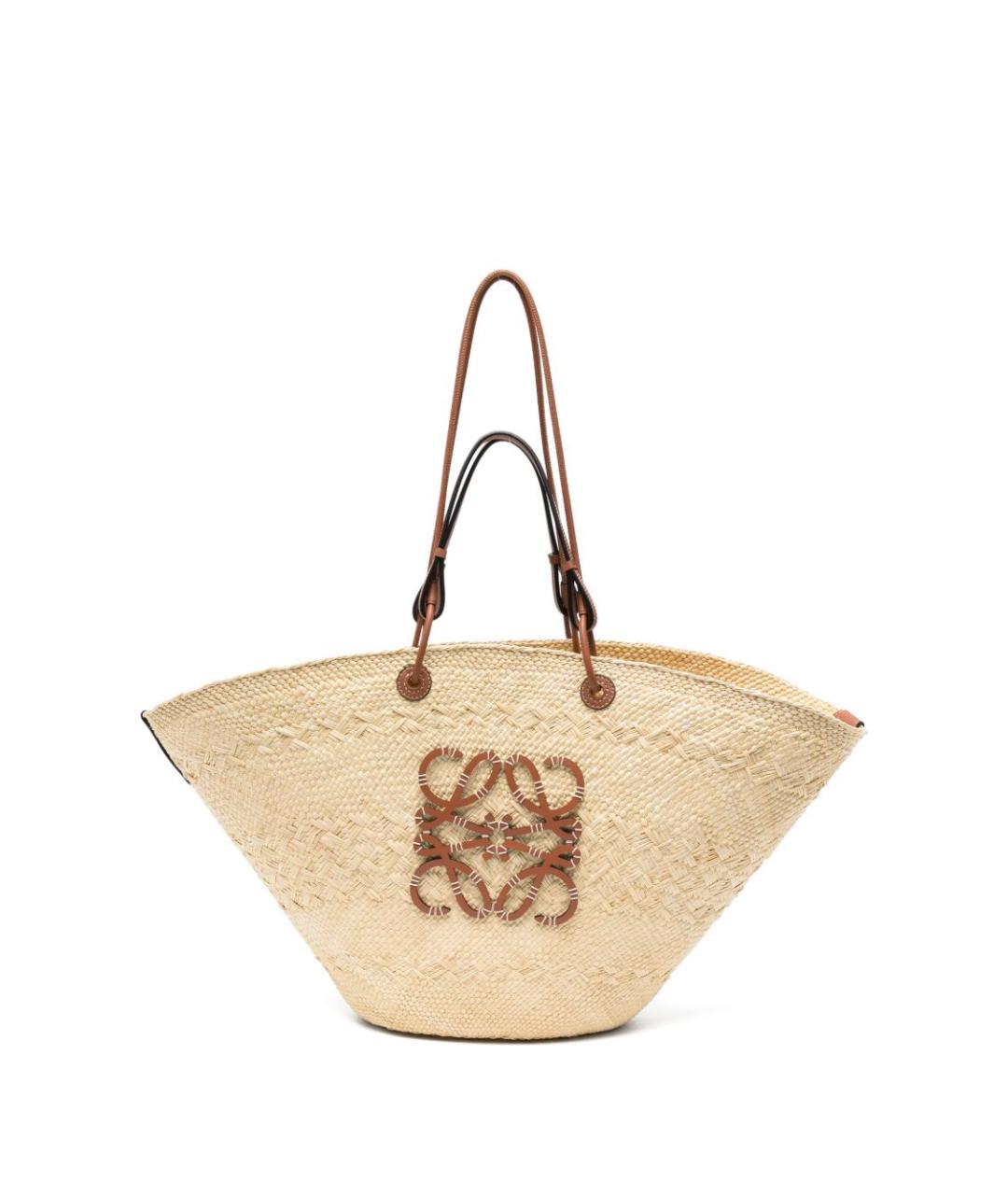 LOEWE Бежевая пелетеная сумка тоут, фото 1