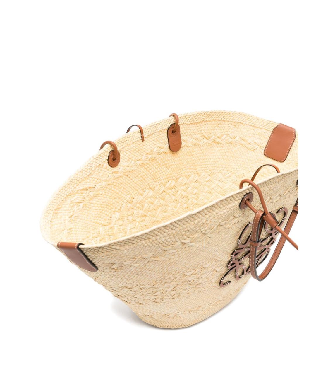 LOEWE Бежевая пелетеная сумка тоут, фото 4