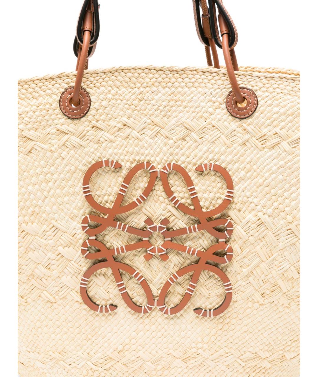 LOEWE Бежевая пелетеная сумка тоут, фото 5