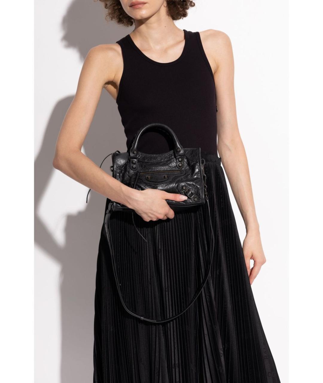 BALENCIAGA Черная кожаная сумка тоут, фото 6