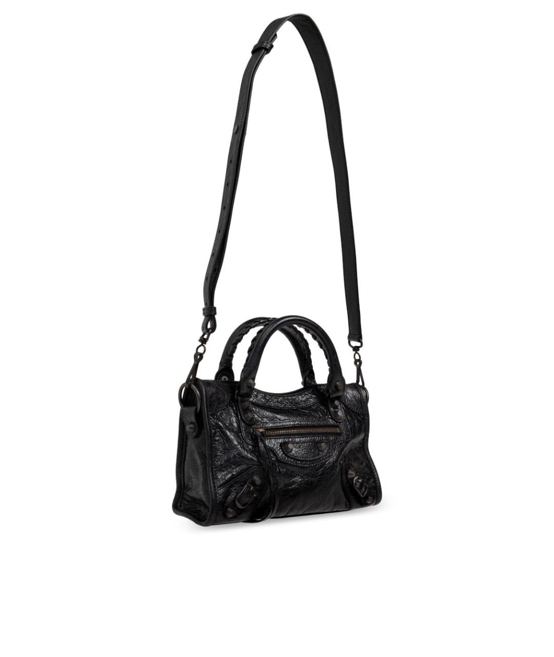 BALENCIAGA Черная кожаная сумка тоут, фото 4