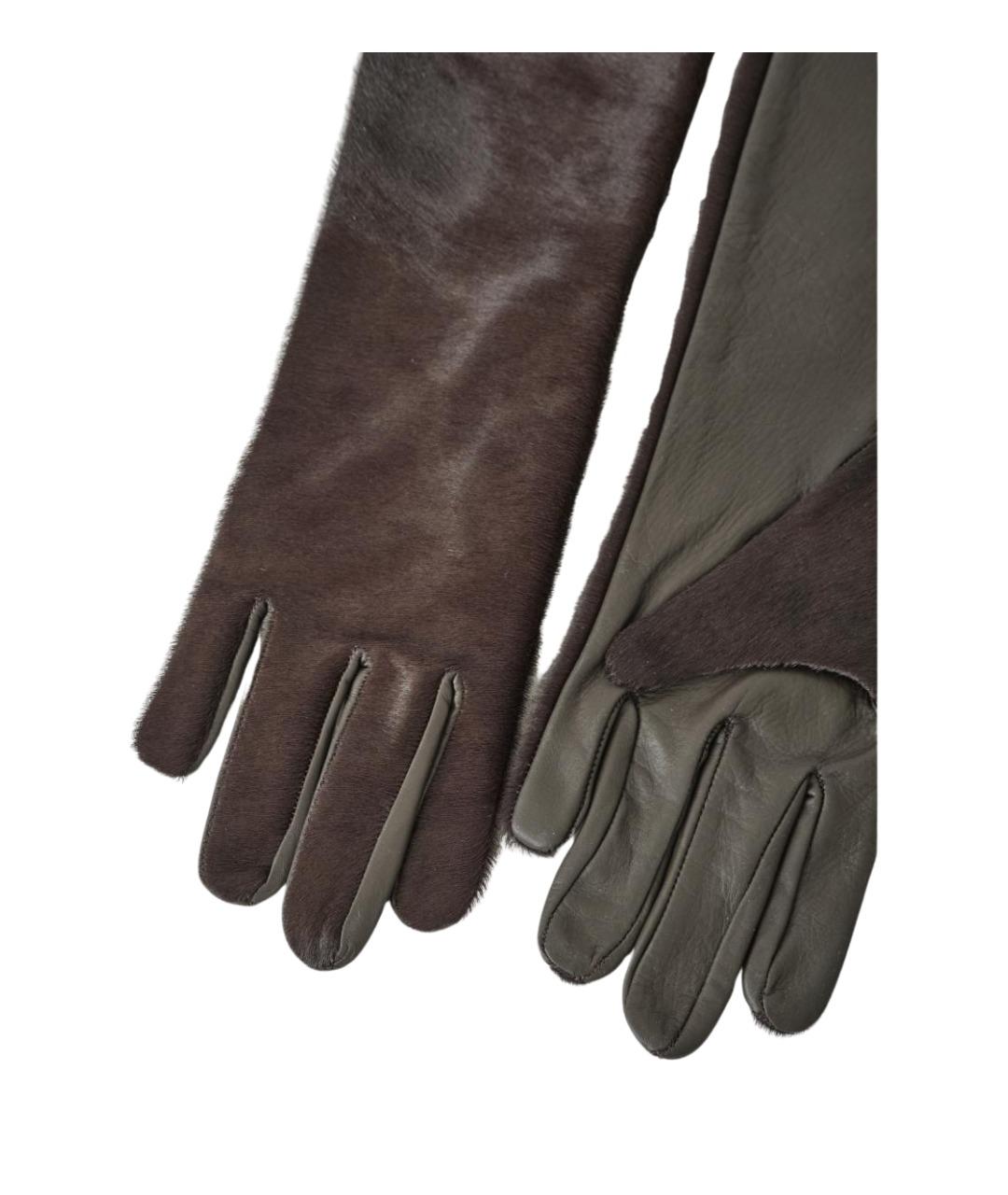 LOULOU STUDIO Коричневые кожаные перчатки, фото 1