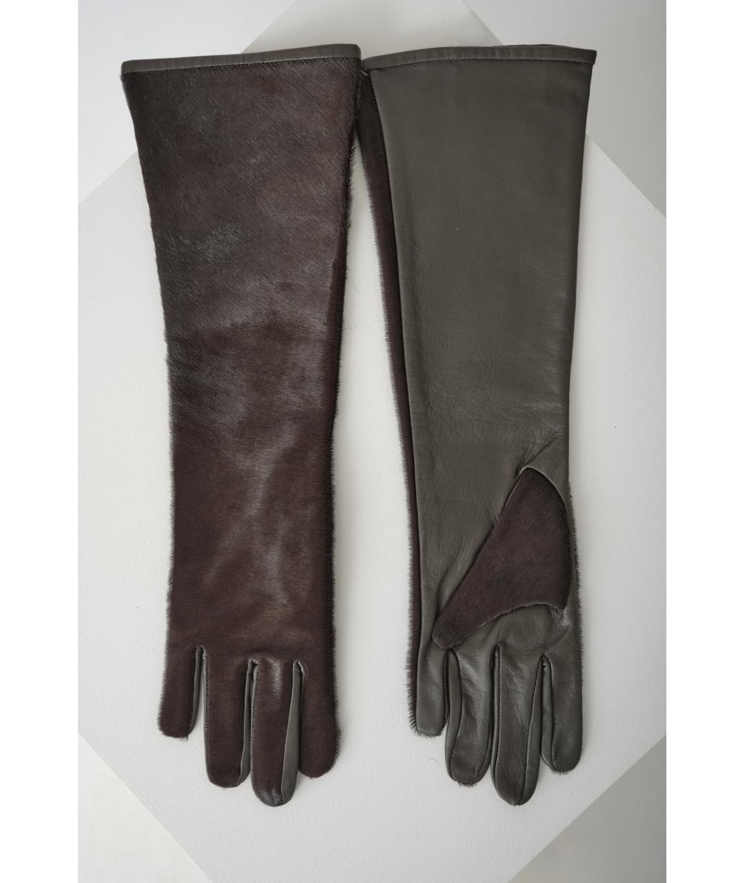 LOULOU STUDIO Коричневые кожаные перчатки, фото 2