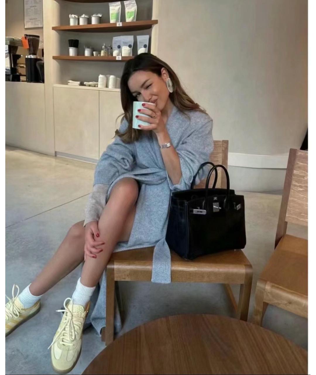 HERMES Черная кожаная сумка тоут, фото 4