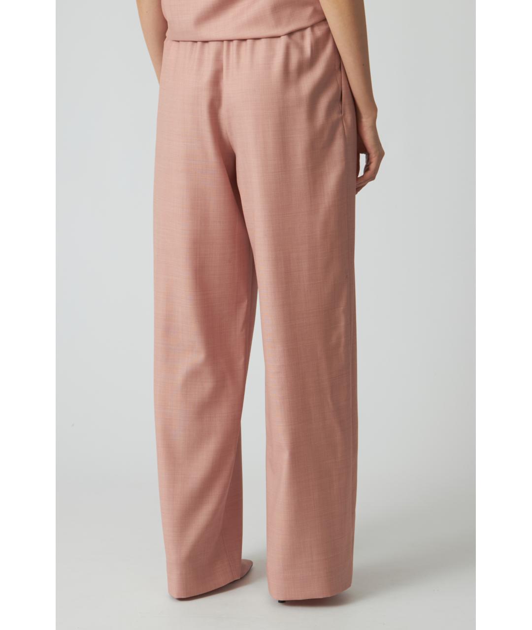LOULOU STUDIO Розовые шерстяные прямые брюки, фото 4
