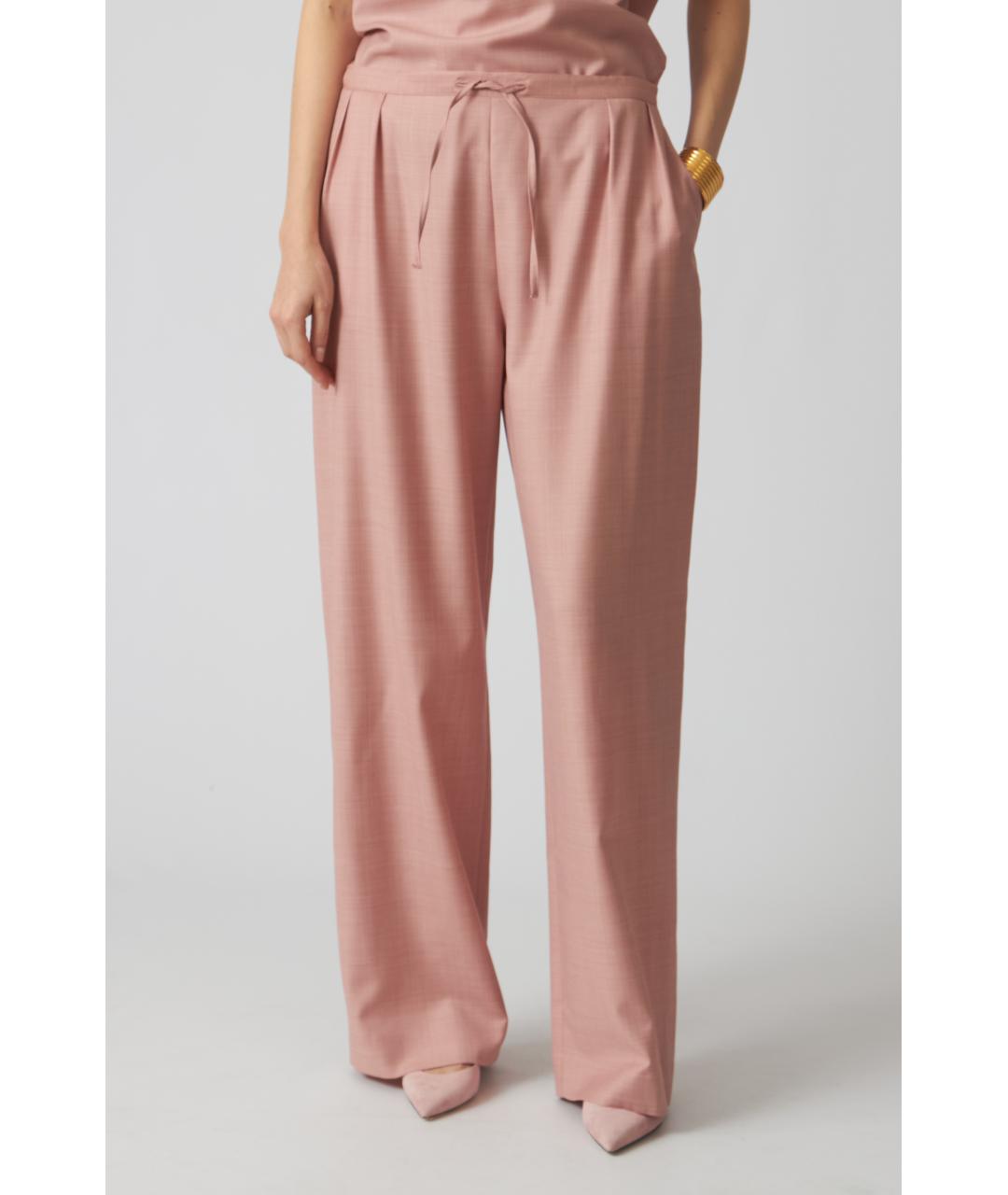 LOULOU STUDIO Розовые шерстяные прямые брюки, фото 2