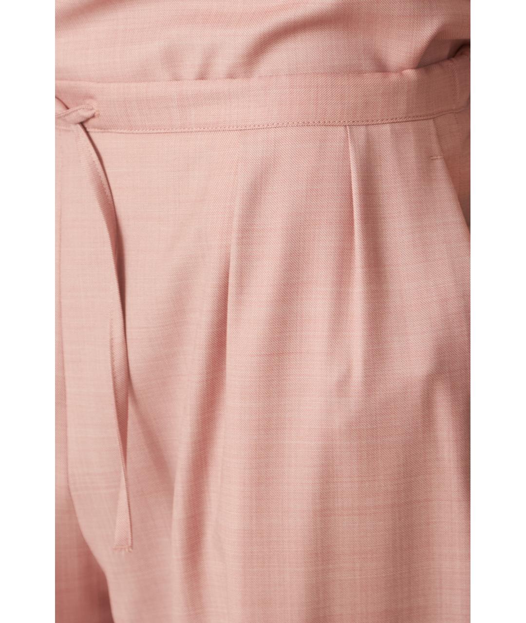 LOULOU STUDIO Розовые шерстяные прямые брюки, фото 3