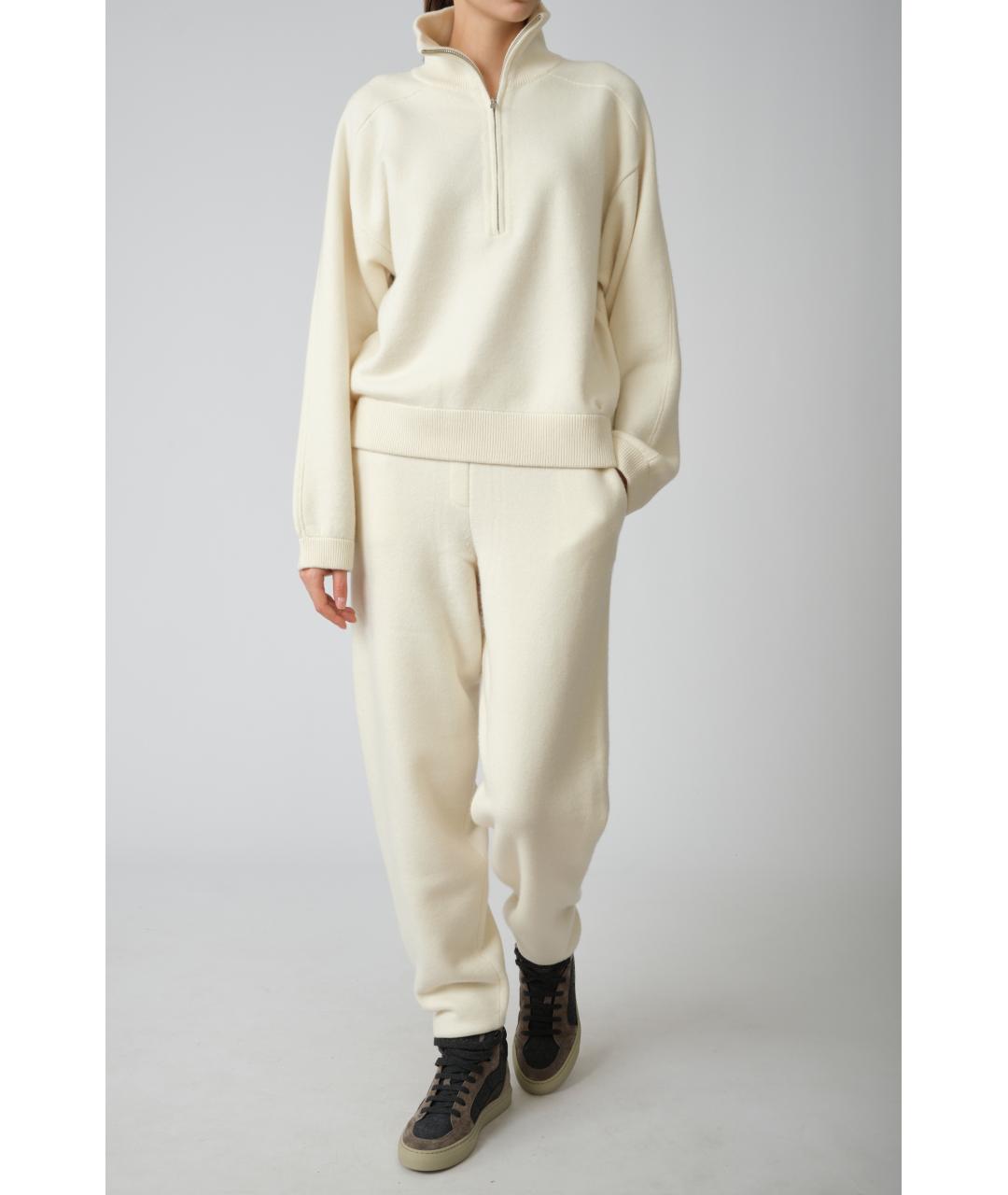 LOULOU STUDIO Бежевые кашемировые прямые брюки, фото 4