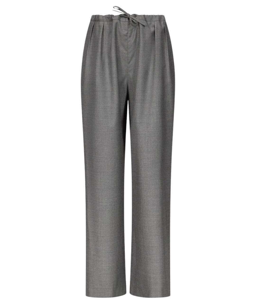 LOULOU STUDIO Серые шерстяные прямые брюки, фото 1
