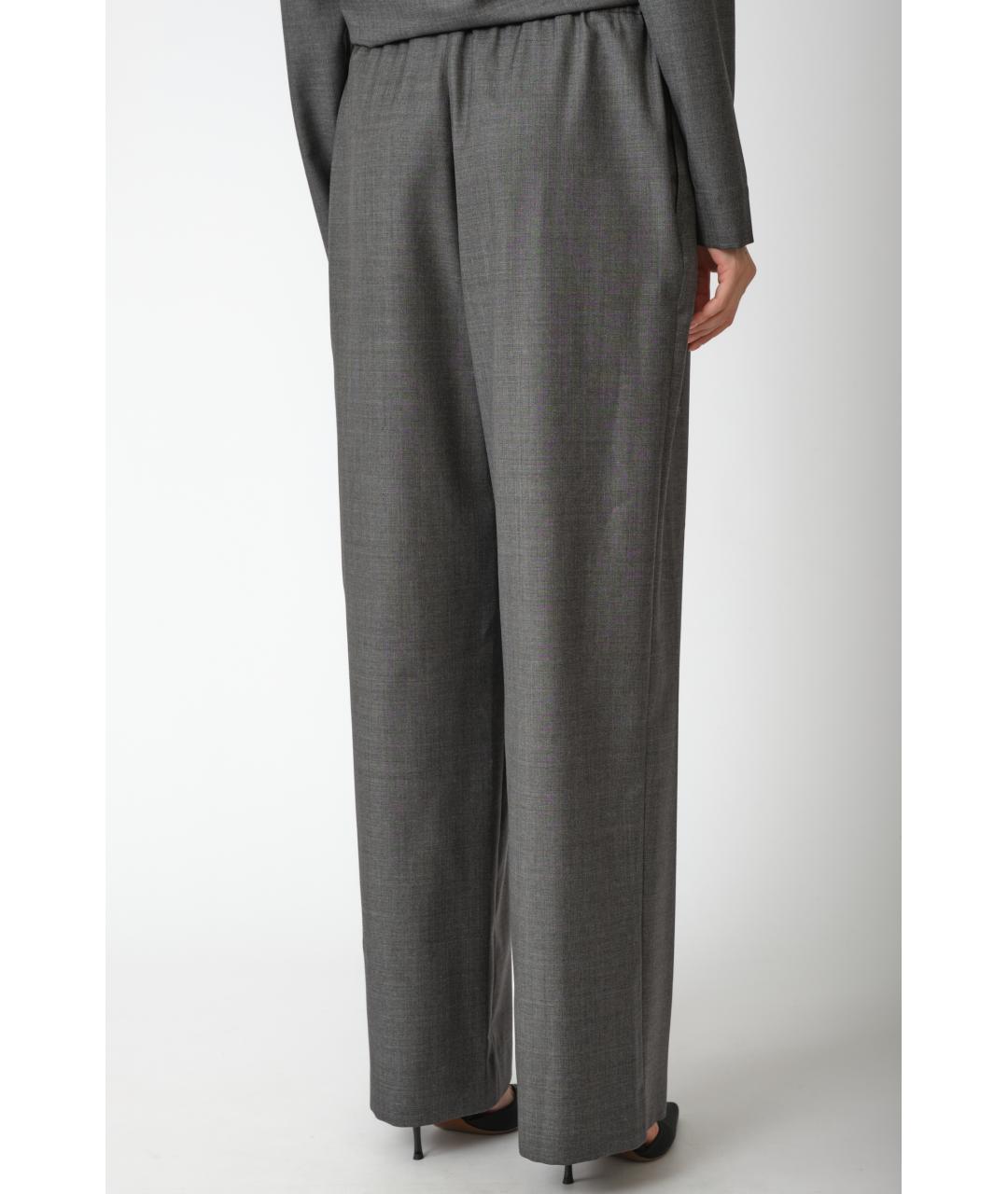 LOULOU STUDIO Серые шерстяные прямые брюки, фото 4