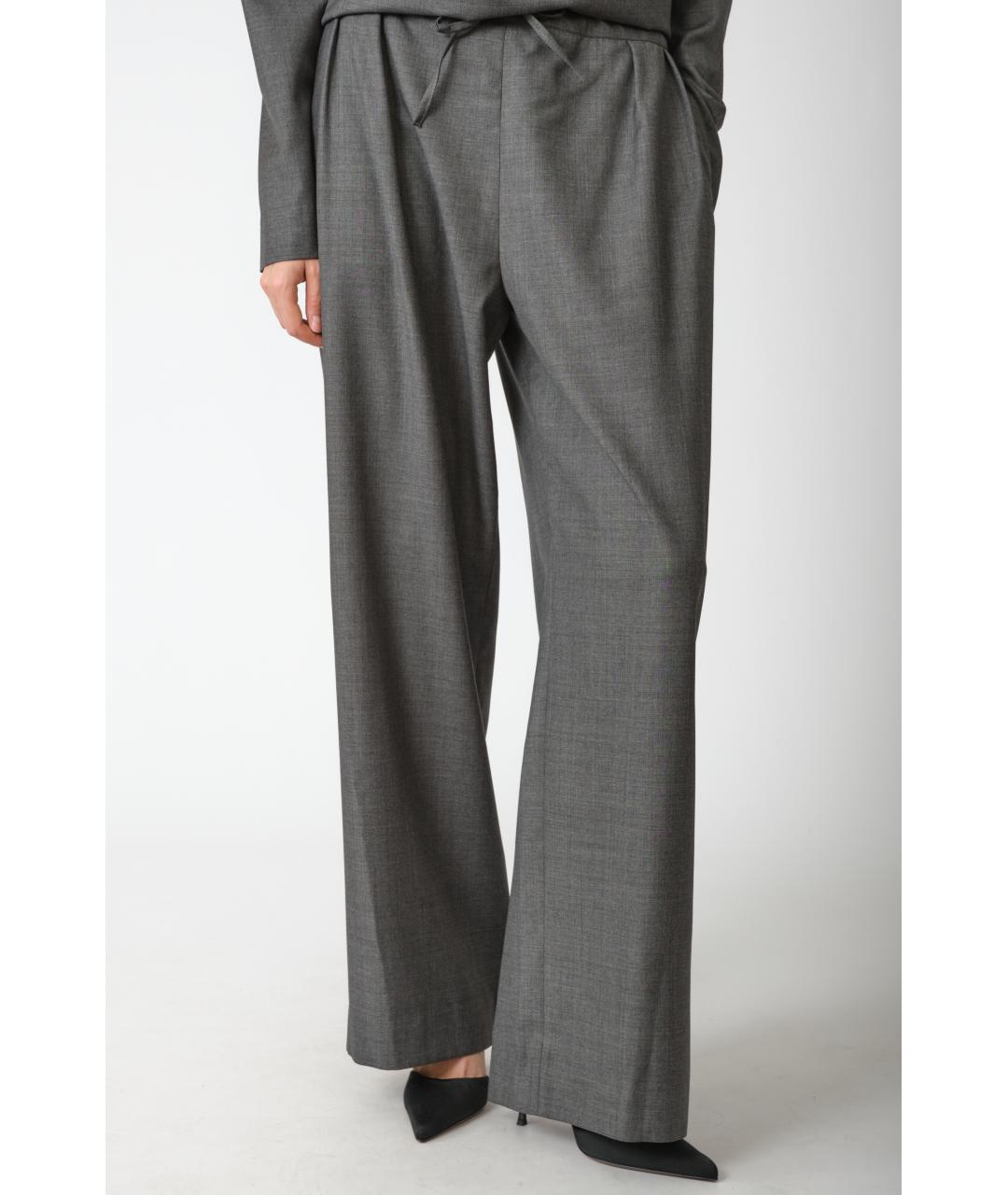 LOULOU STUDIO Серые шерстяные прямые брюки, фото 2
