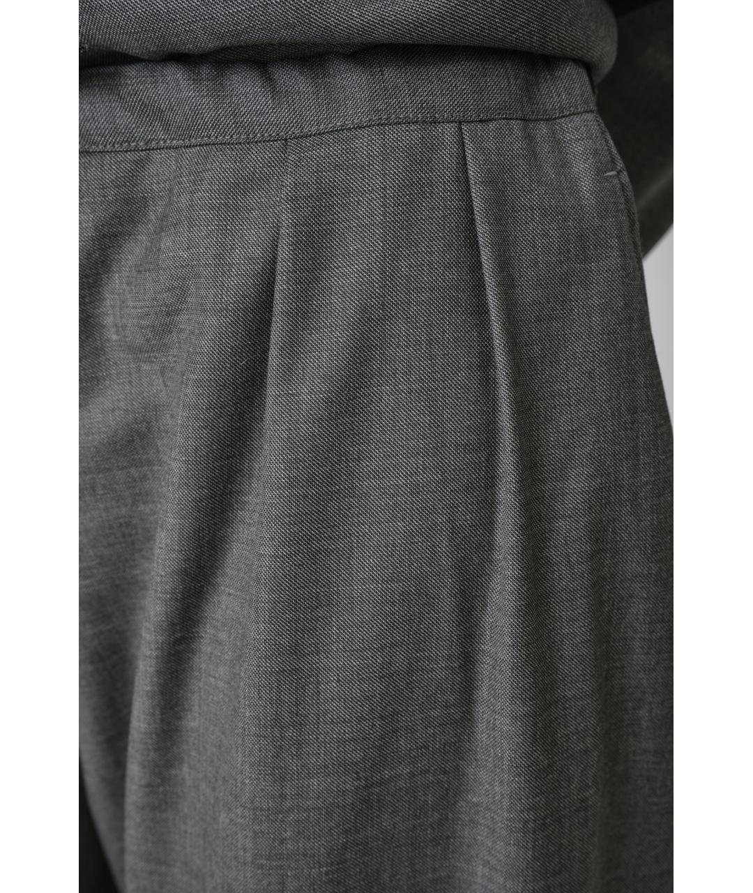 LOULOU STUDIO Серые шерстяные прямые брюки, фото 5