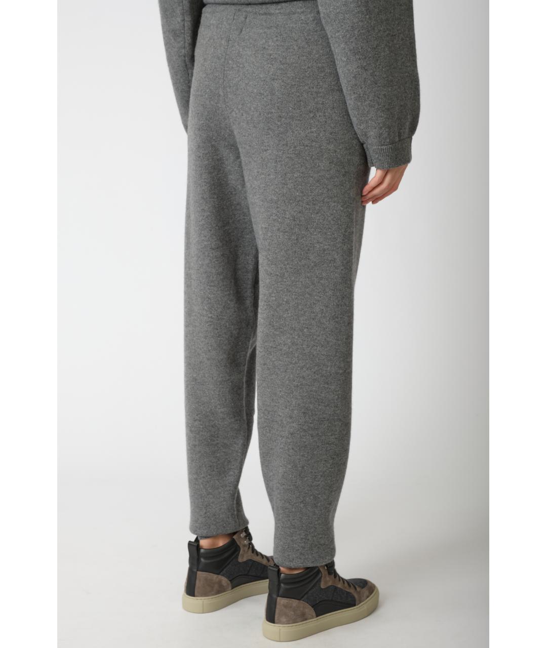 LOULOU STUDIO Серые кашемировые прямые брюки, фото 3