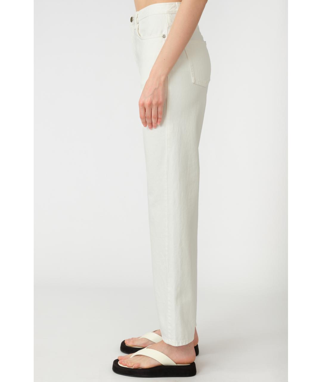 LOULOU STUDIO Белые хлопковые прямые джинсы, фото 2