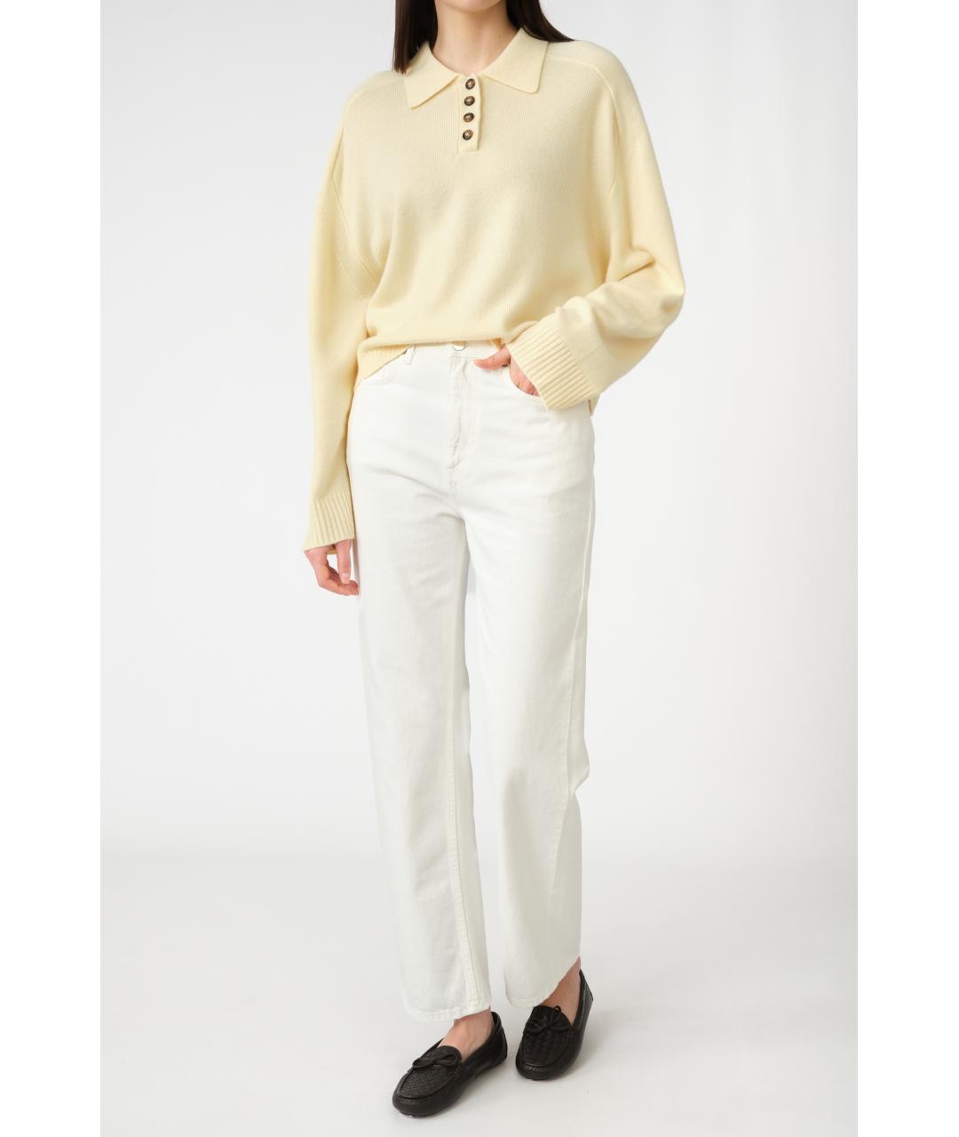 LOULOU STUDIO Белые хлопковые прямые джинсы, фото 7