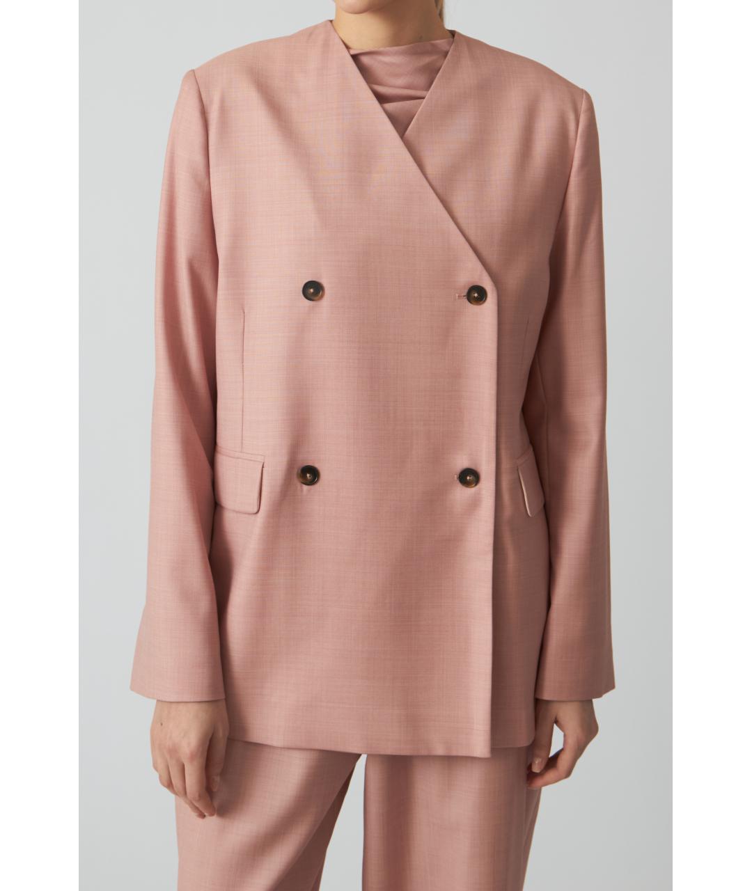 LOULOU STUDIO Розовый шерстяной жакет/пиджак, фото 6