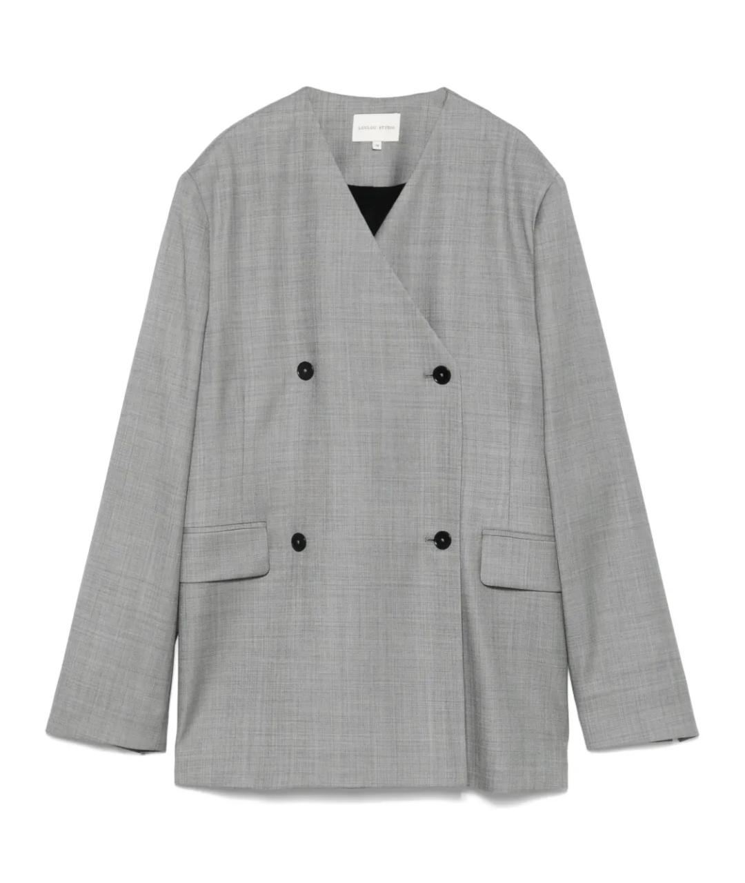 LOULOU STUDIO Серый шерстяной жакет/пиджак, фото 1