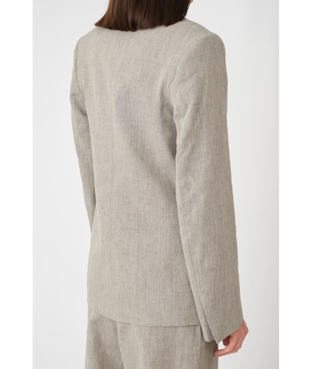 LOULOU STUDIO Серый льняной жакет/пиджак, фото 5