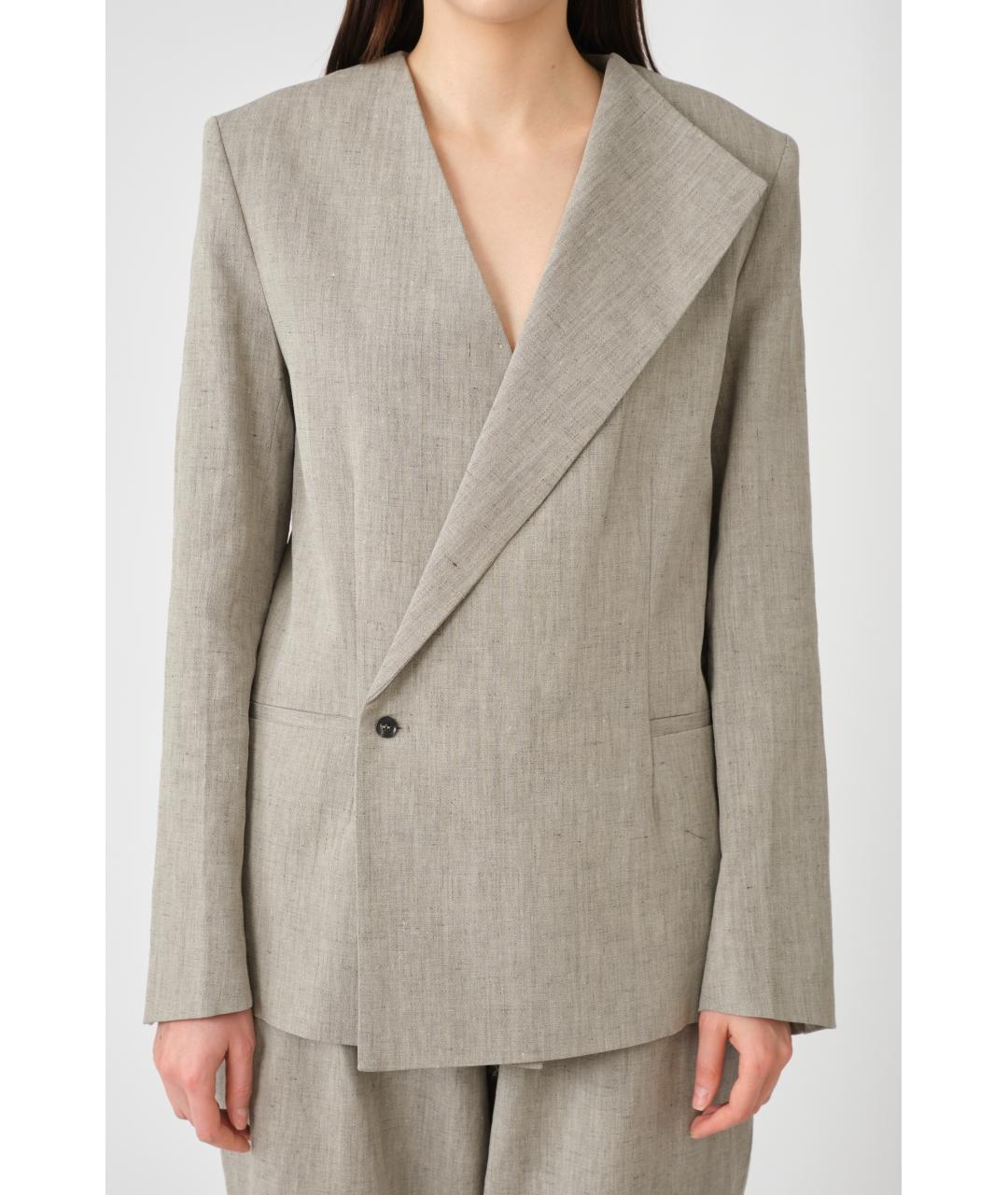 LOULOU STUDIO Серый льняной жакет/пиджак, фото 3