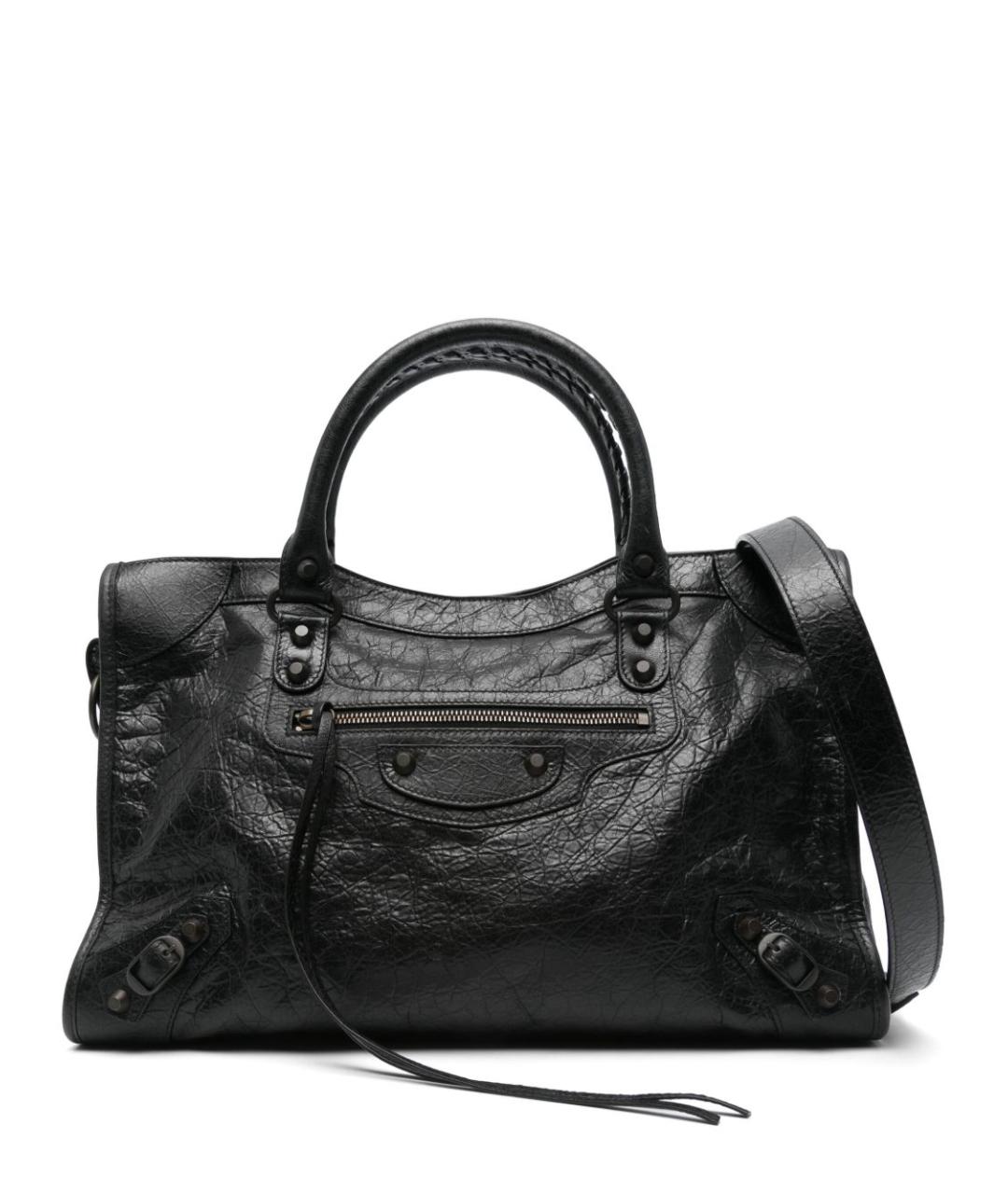 BALENCIAGA Черная кожаная сумка тоут, фото 1