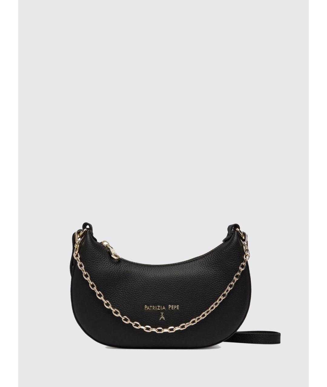 PATRIZIA PEPE Черная кожаная сумка через плечо, фото 4