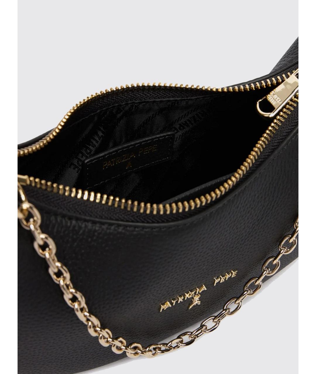 PATRIZIA PEPE Черная кожаная сумка через плечо, фото 3