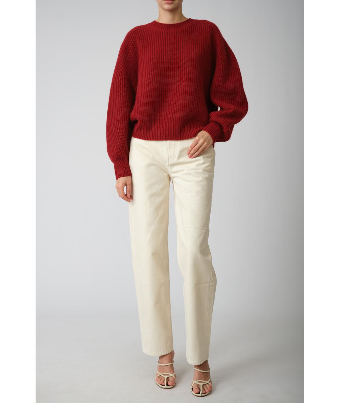 LOULOU STUDIO Бордовый кашемировый джемпер / свитер, фото 3