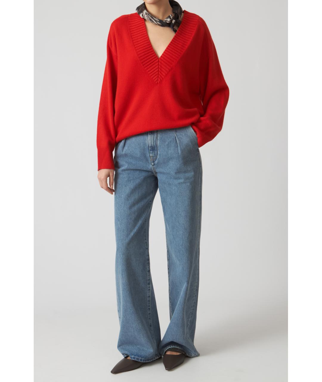 LOULOU STUDIO Красный кашемировый джемпер / свитер, фото 2