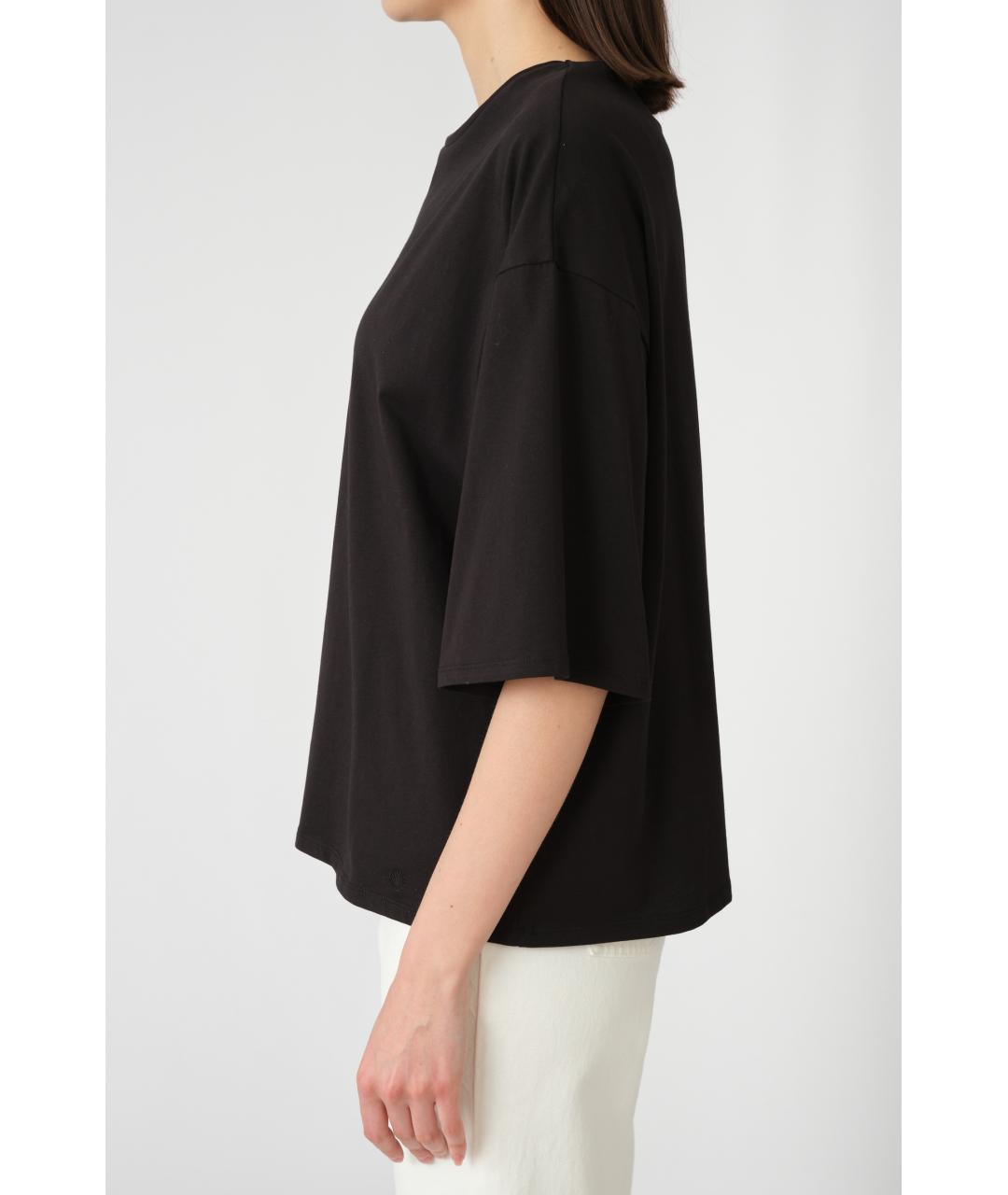 LOULOU STUDIO Черная хлопковая футболка, фото 3