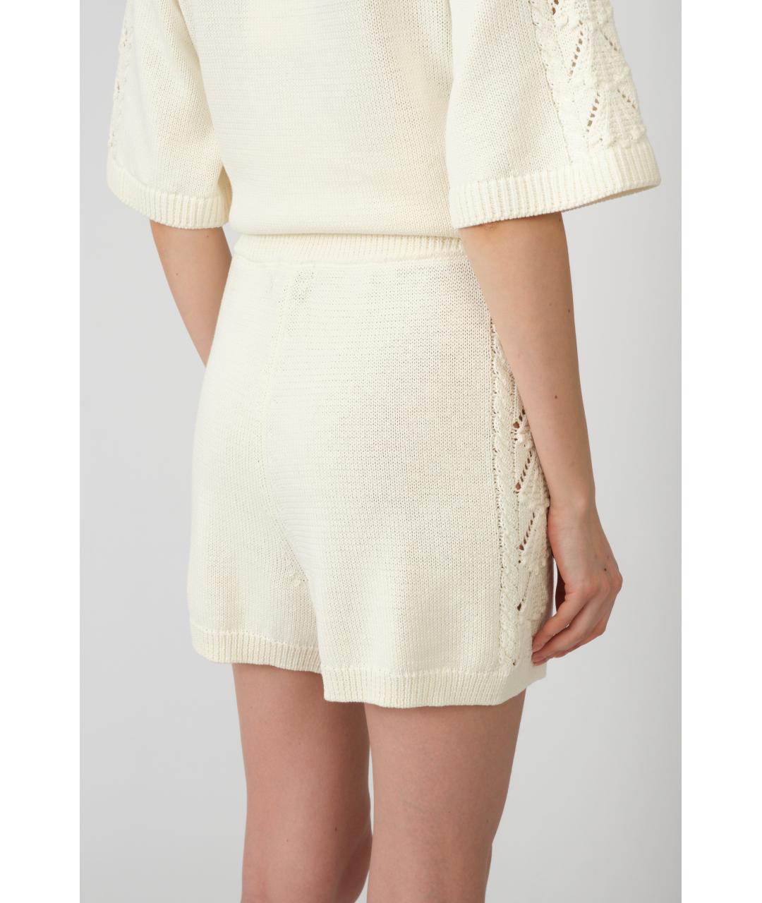 LOULOU STUDIO Бежевые хлопковые шорты, фото 4