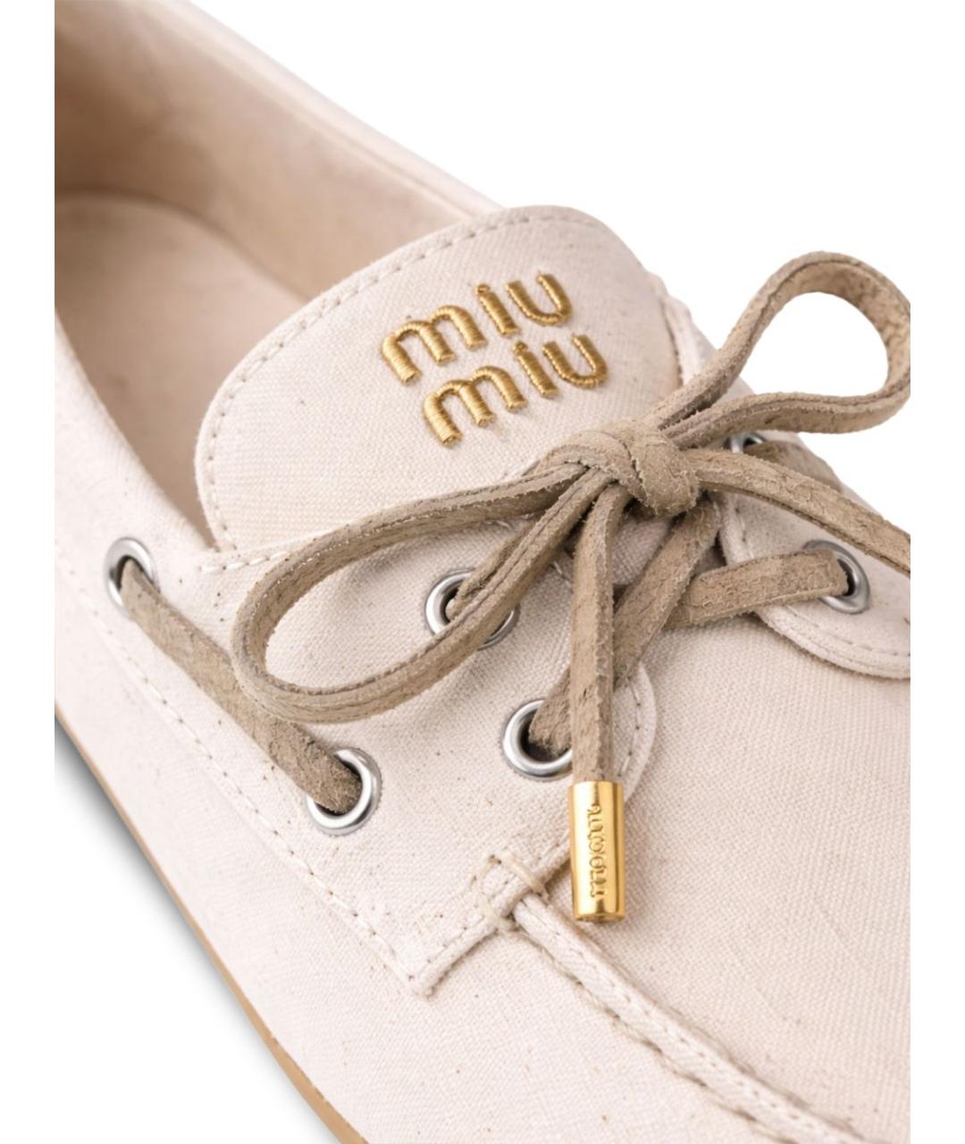 MIU MIU Бежевые мокасины, фото 3