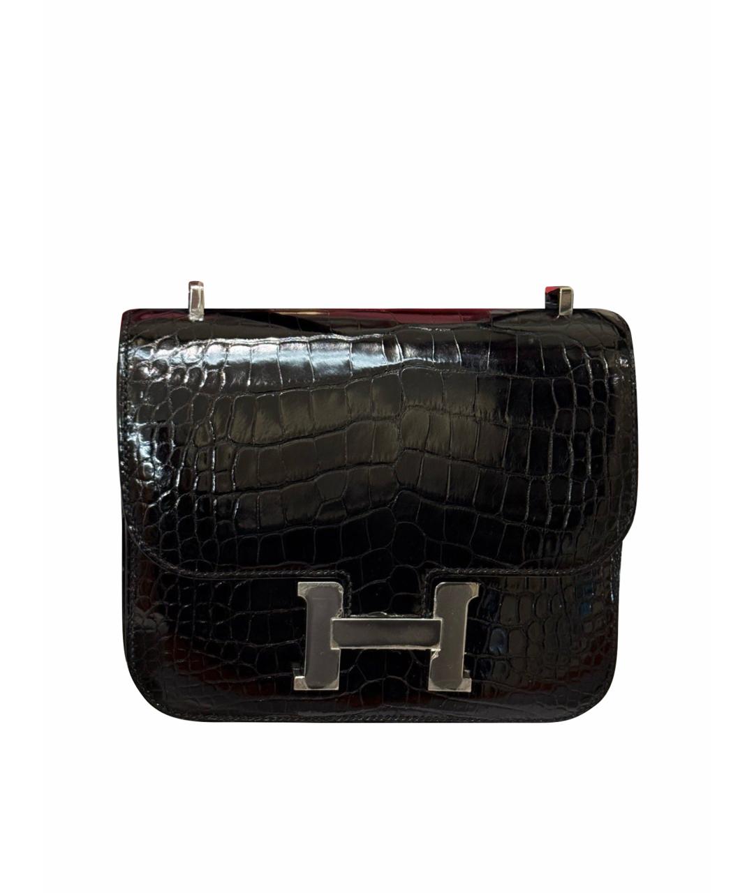 HERMES Черная кожаная сумка через плечо, фото 1