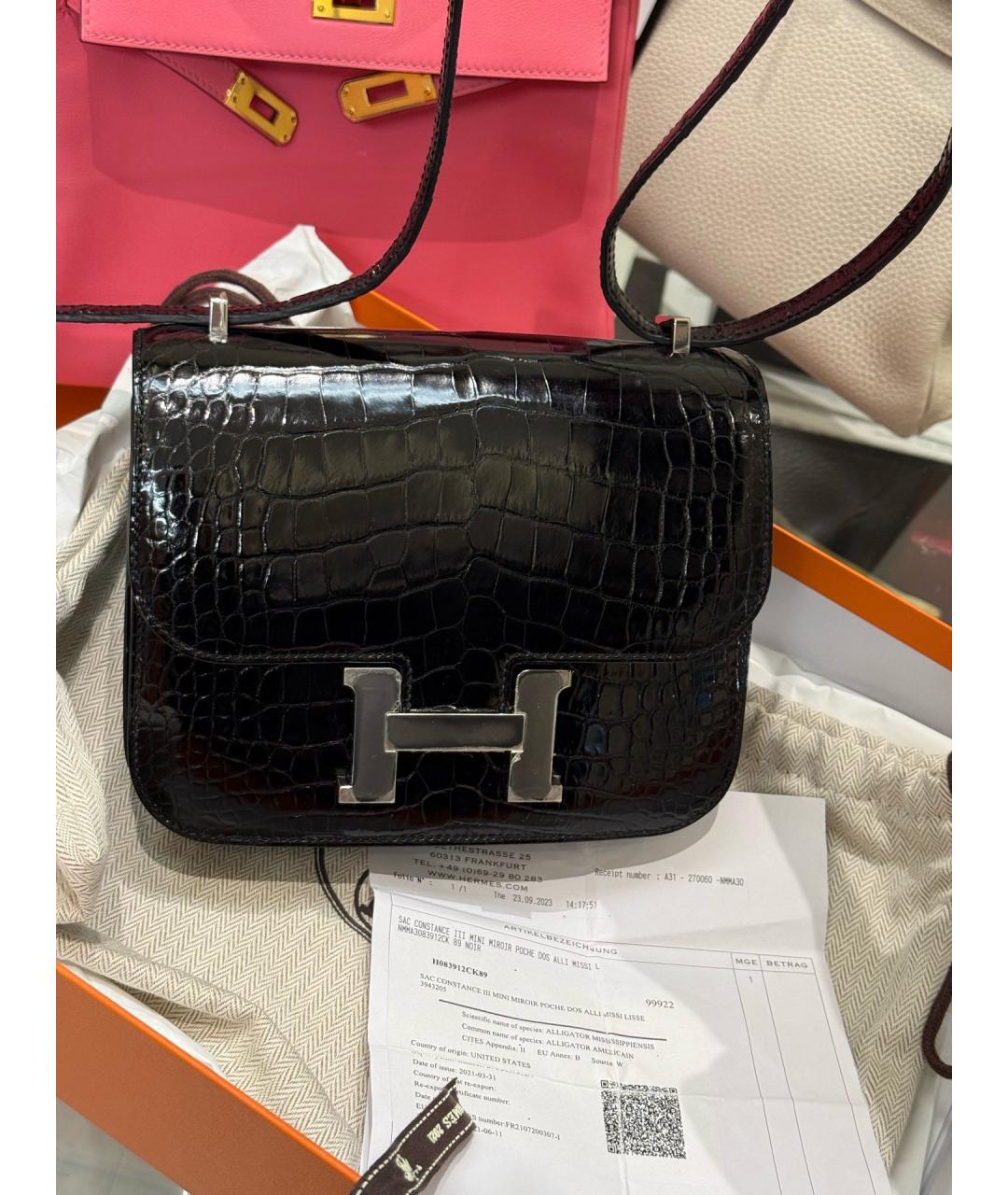 HERMES Черная кожаная сумка через плечо, фото 3