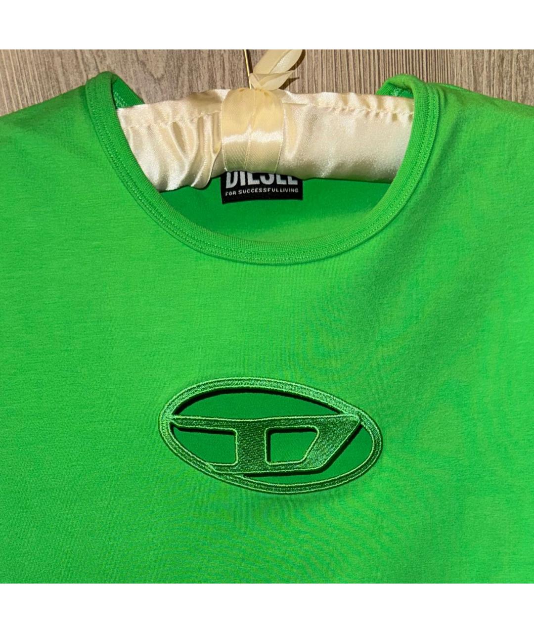 DIESEL Зеленая хлопко-эластановая майка, фото 3
