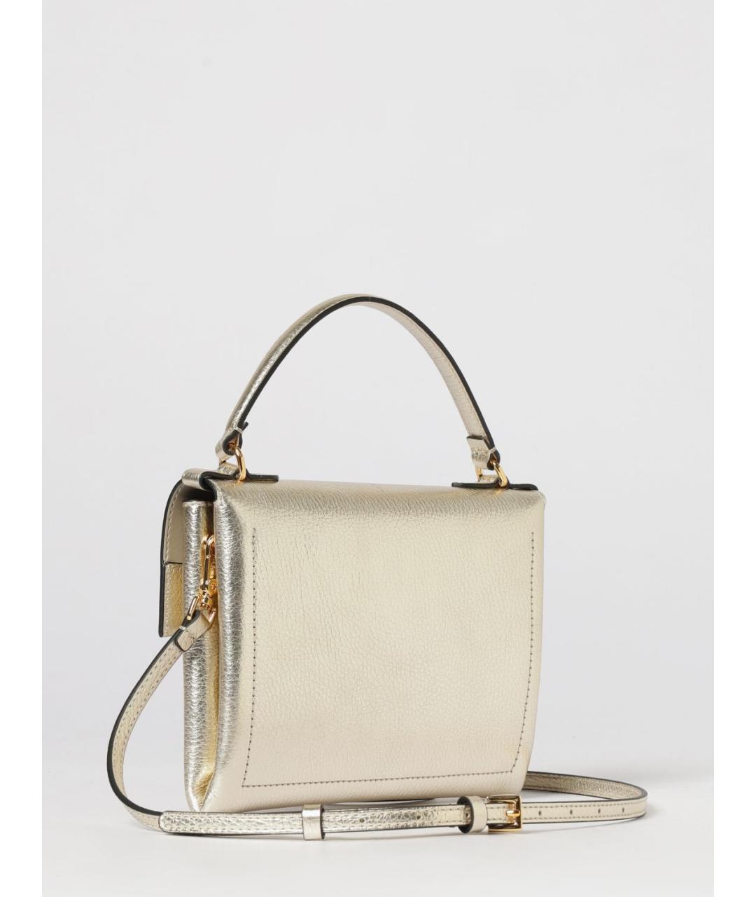 COCCINELLE Золотая кожаная сумка с короткими ручками, фото 2