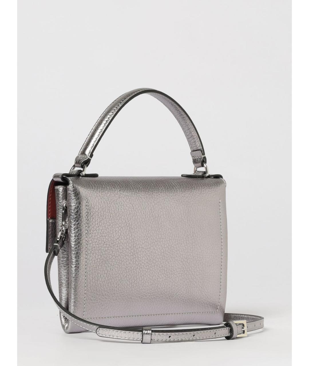 COCCINELLE Серебряная кожаная сумка с короткими ручками, фото 2