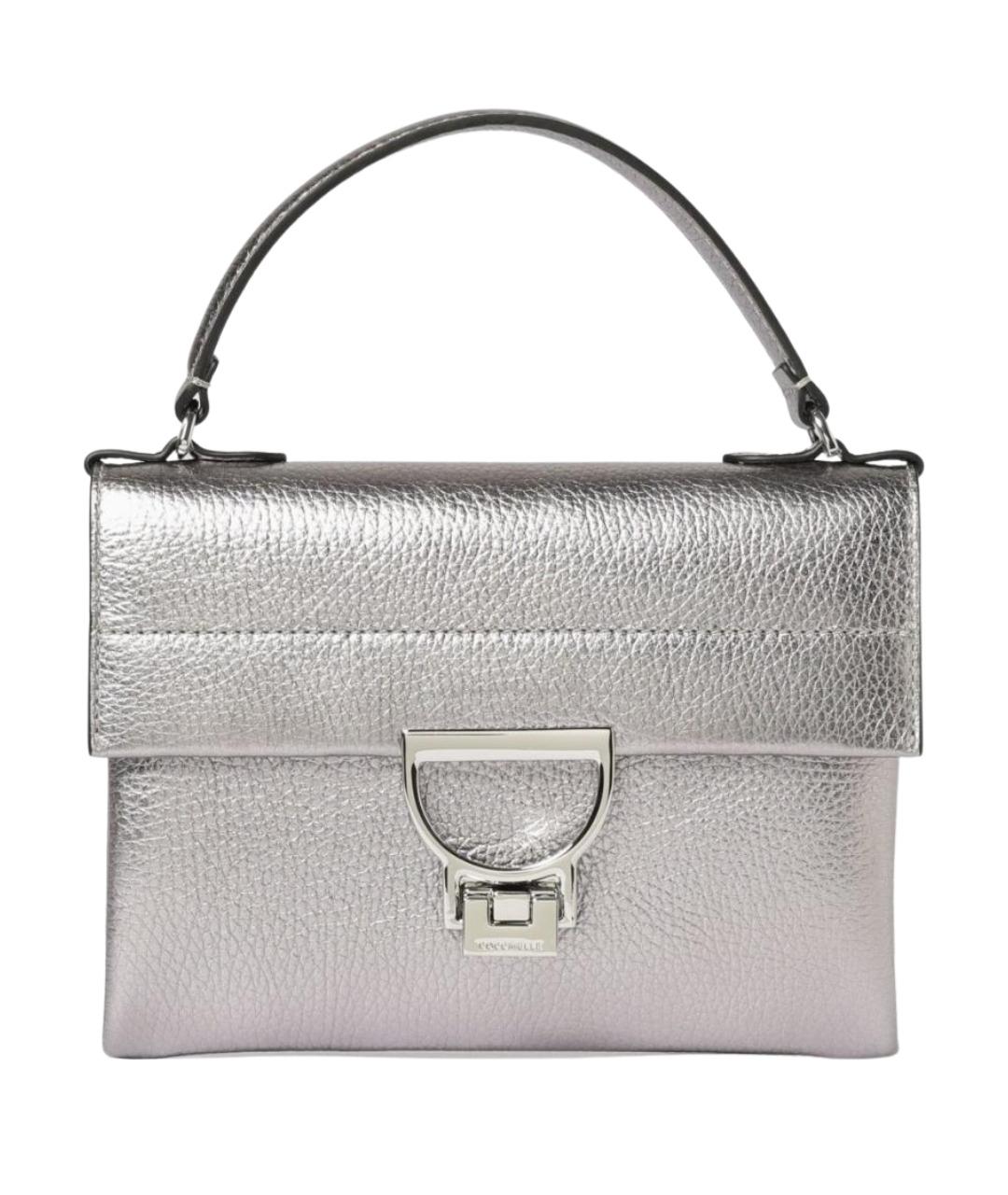 COCCINELLE Серебряная кожаная сумка с короткими ручками, фото 1